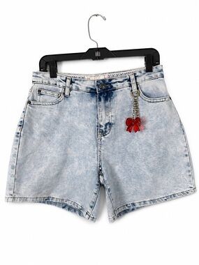 Project Rebel Light Acid-Wash Denim Women's Shorts Jorts with Charm Junior's 9